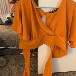 Shein open back crop